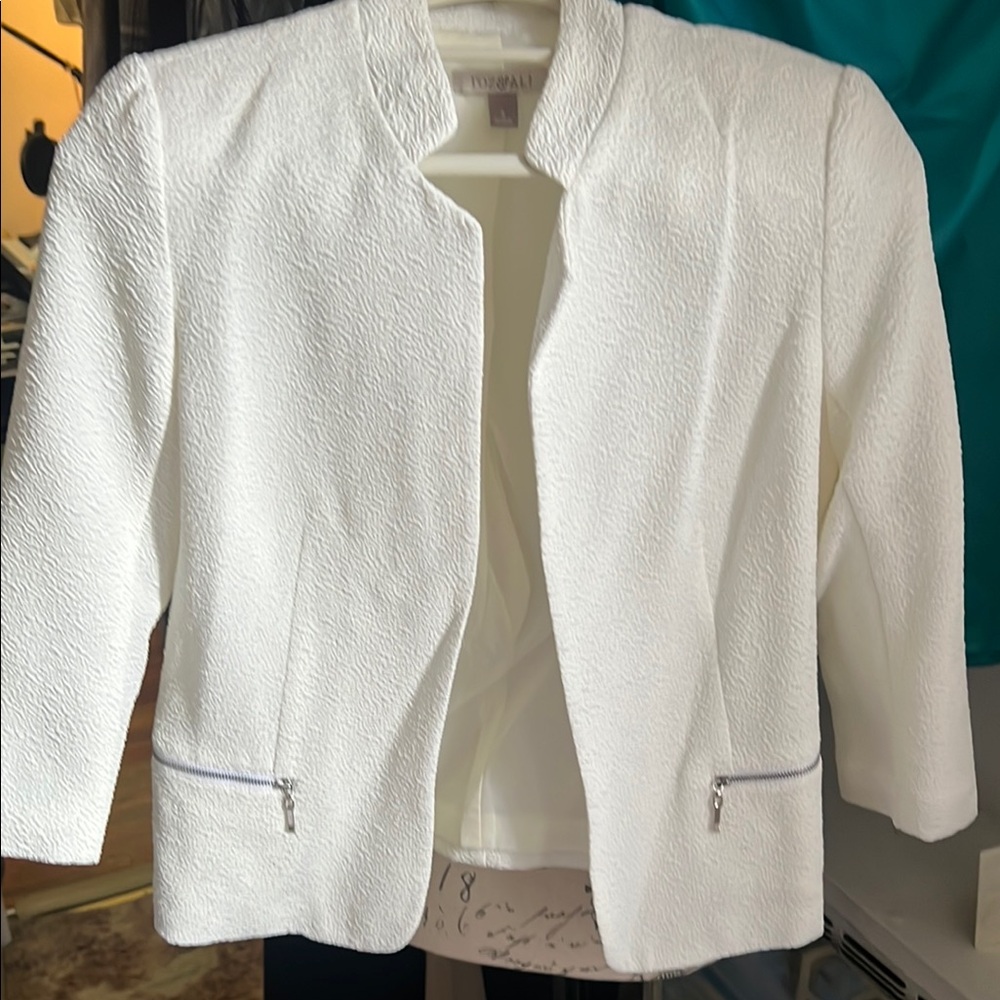 Elegant White Textured Women's Jacket